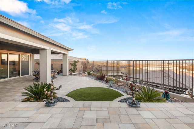 view of yard featuring a fenced backyard and a patio