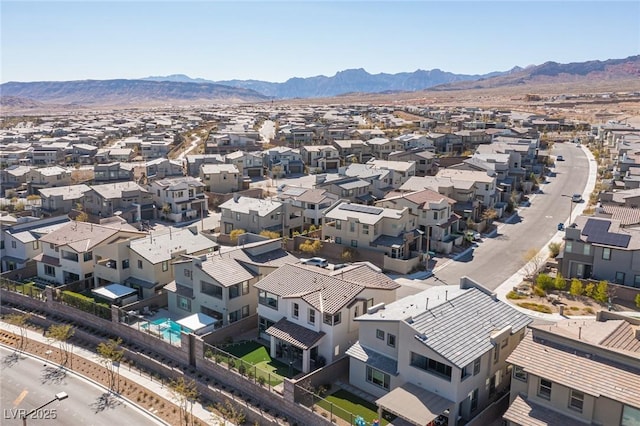 birds eye view of property featuring a residential view and a mountain view