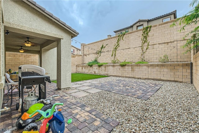 view of patio featuring a fenced backyard