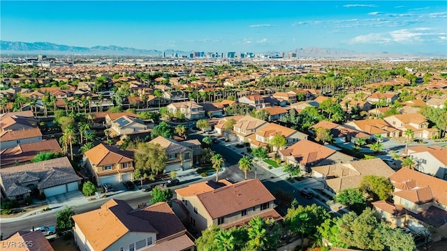 aerial view with a residential view and a mountain view