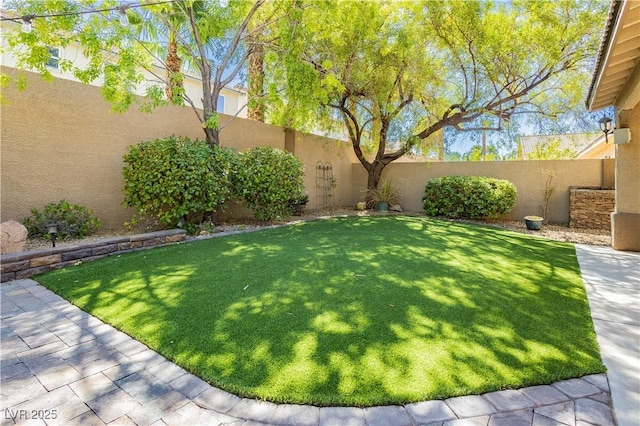 view of yard featuring a fenced backyard