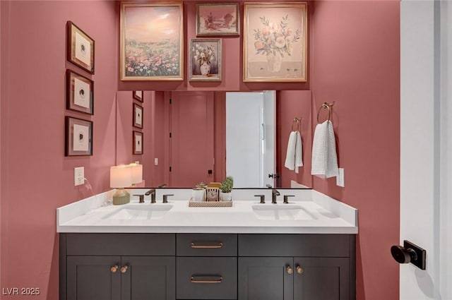 bathroom with double vanity and a sink