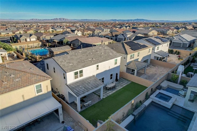 aerial view with a residential view and a mountain view