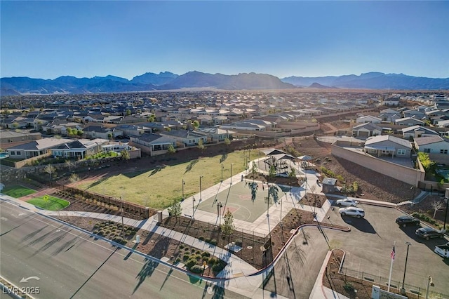 aerial view with a residential view and a mountain view