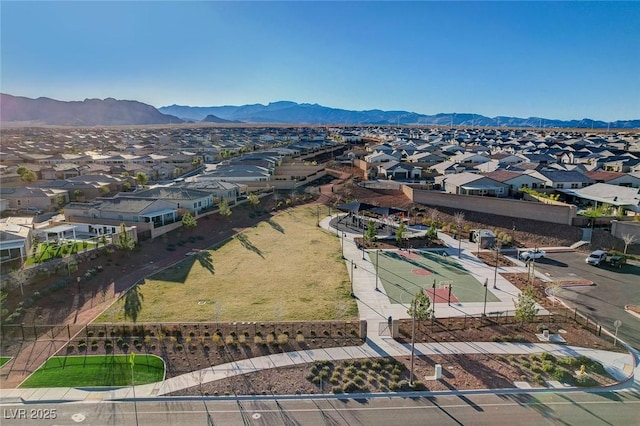 bird's eye view with a mountain view and a residential view