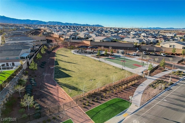 aerial view with a residential view and a mountain view