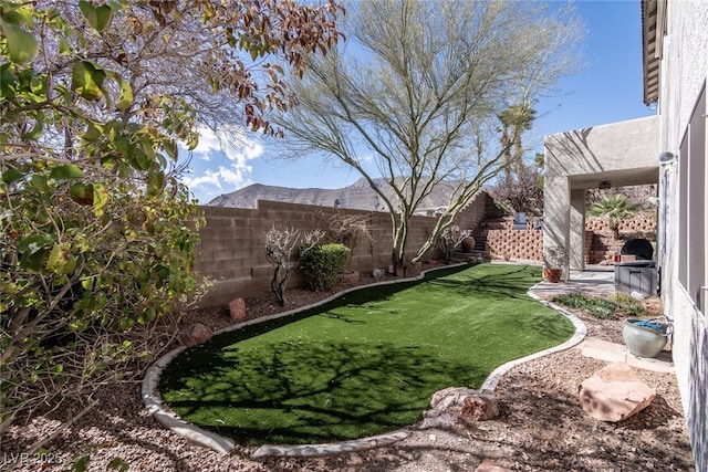 view of yard featuring a fenced backyard