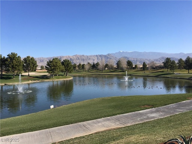 view of water feature with a mountain view