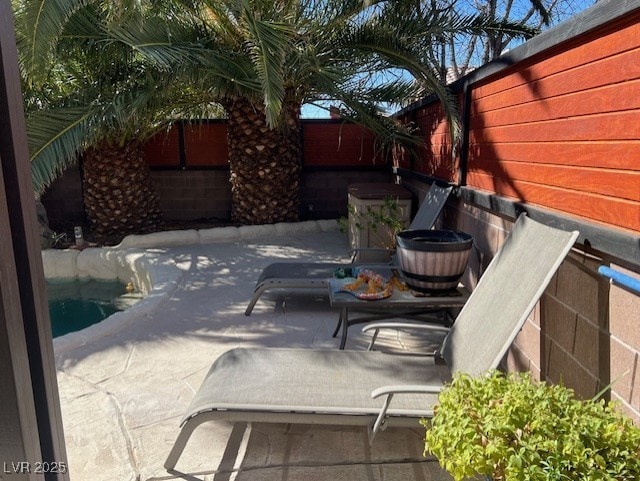 view of patio / terrace featuring a fenced backyard