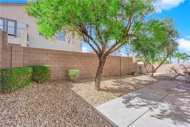 view of yard featuring a patio and a fenced backyard