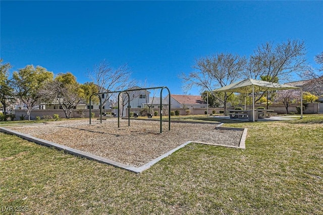 community playground with a lawn