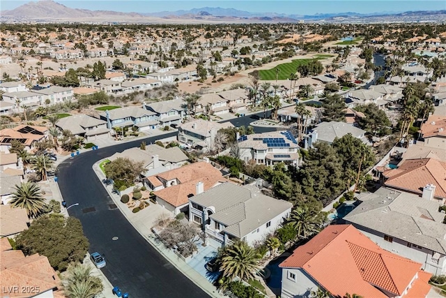 aerial view with a residential view and a mountain view