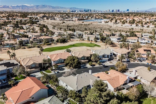 birds eye view of property with a residential view and a mountain view