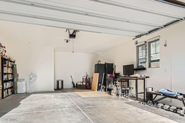 garage with a garage door opener