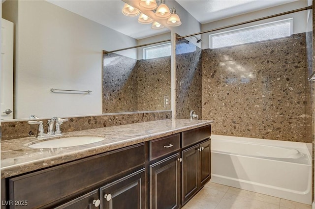 full bath with tile patterned flooring and vanity