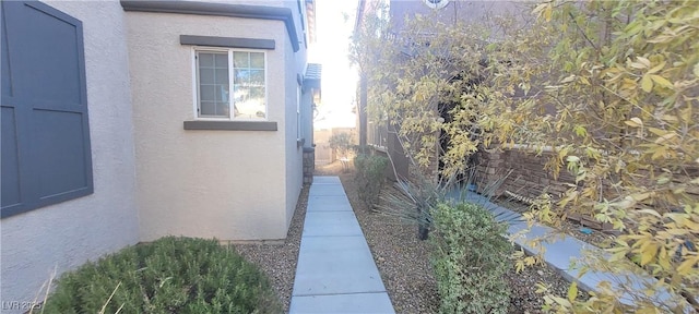 view of home's exterior with stucco siding