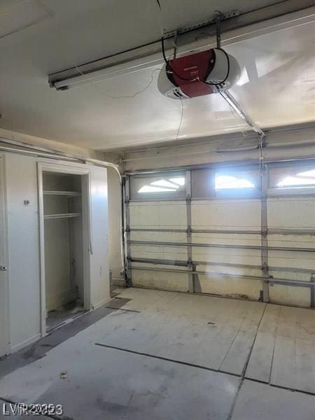 garage with a garage door opener