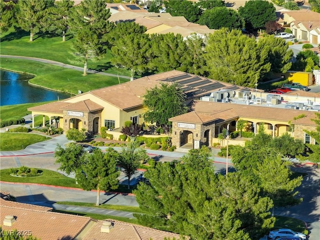 bird's eye view featuring a water view