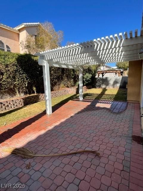 view of patio / terrace featuring a pergola