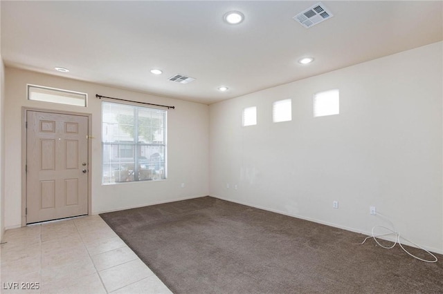 entrance foyer featuring plenty of natural light, visible vents, and recessed lighting