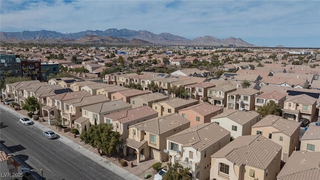 bird's eye view with a mountain view and a residential view