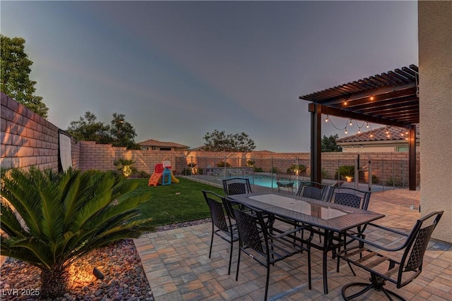 view of patio / terrace with outdoor dining area and a fenced backyard