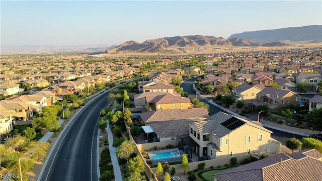 aerial view with a residential view and a mountain view