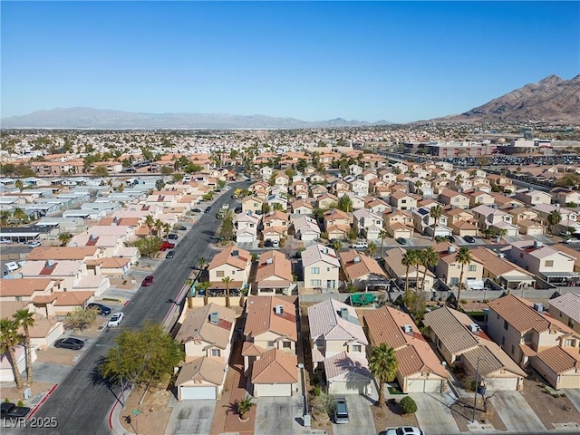 aerial view featuring a residential view and a mountain view