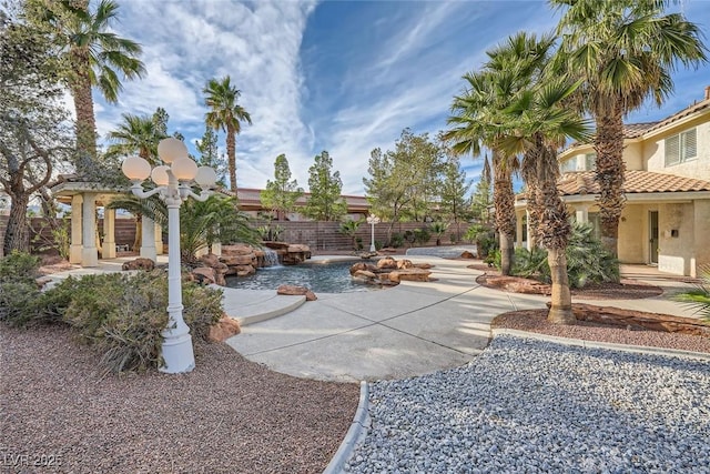 view of yard with a patio area and a fenced backyard