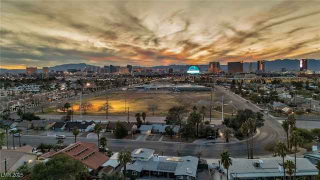 drone / aerial view featuring a city view