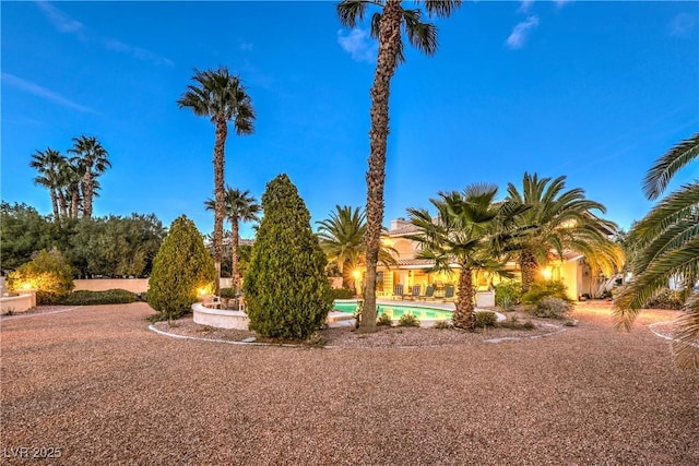 view of yard featuring an outdoor pool