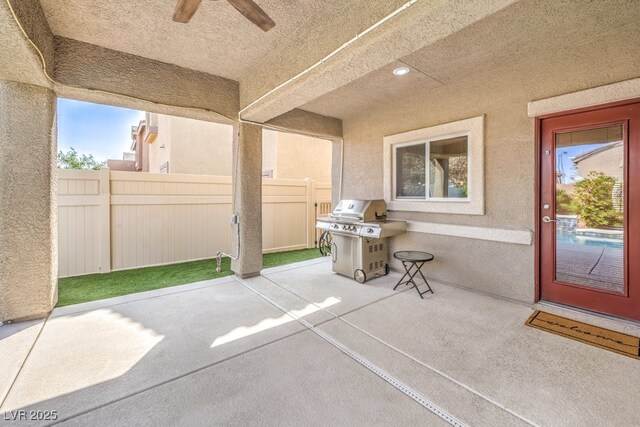 1332 Cedar Berry Ct, Henderson, NV 89012 - view of patio featuring ceiling fan and a grill