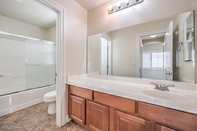 1332 Cedar Berry Ct, Henderson, NV 89012 - full bath with toilet, vanity, shower / bath combination with glass door, and tile patterned floors