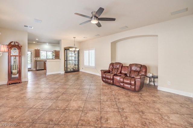 1332 Cedar Berry Ct, Henderson, NV 89012 - sitting room featuring a chandelier, a ceiling fan, and baseboards