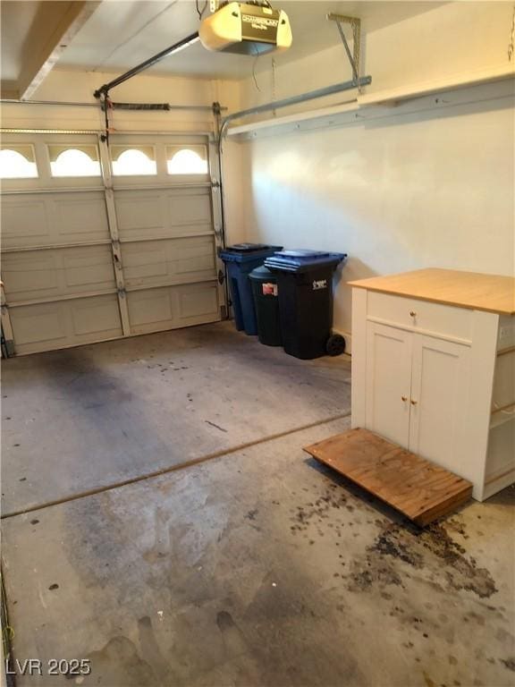 garage with a garage door opener