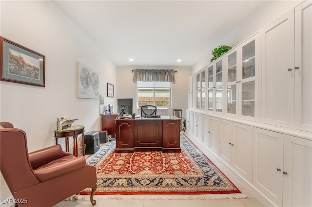 office area featuring recessed lighting