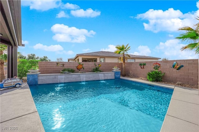 view of swimming pool with a fenced in pool and a fenced backyard