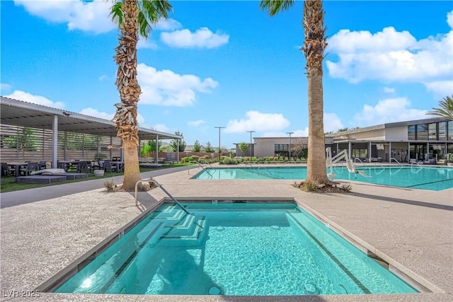 pool with a patio