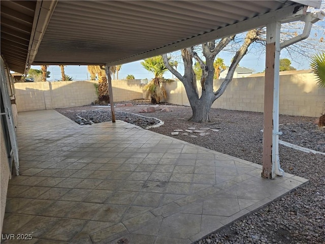 view of patio featuring a fenced backyard