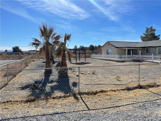 view of yard with a fenced front yard