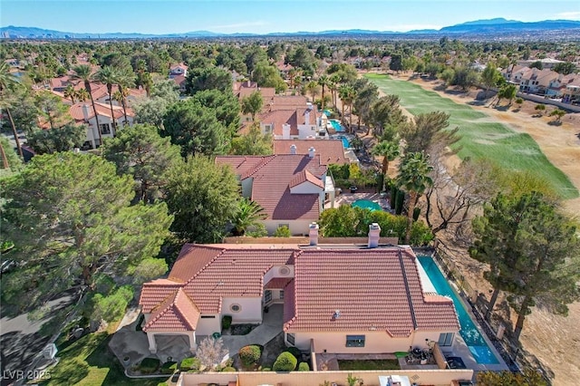 aerial view with a residential view and a mountain view