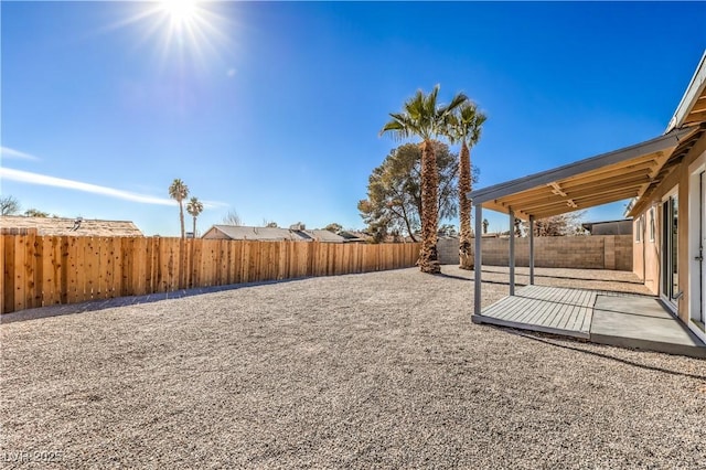 view of yard featuring a fenced backyard