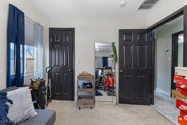 interior space with visible vents and carpet