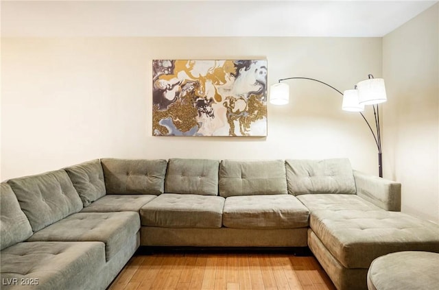 living area featuring light wood finished floors