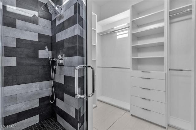 bathroom with a stall shower