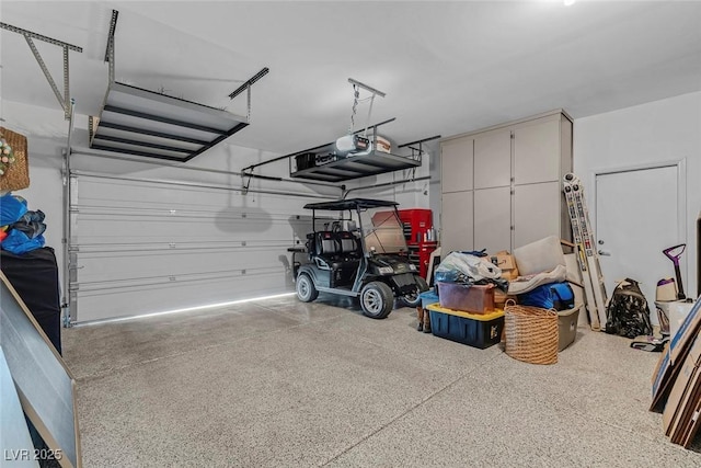 garage with a garage door opener