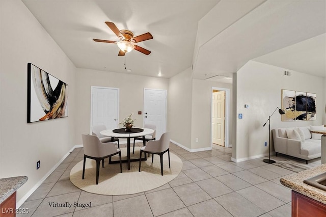 3550 Bay Sands Dr Unit 2087, Laughlin, NV 89029 - dining space featuring a ceiling fan, light tile patterned flooring, and baseboards