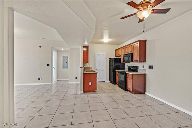 3550 Bay Sands Dr Unit 2087, Laughlin, NV 89029 - kitchen with black appliances, a sink, light countertops, and ceiling fan