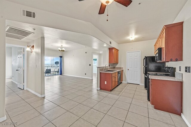 3550 Bay Sands Dr Unit 2087, Laughlin, NV 89029 - kitchen featuring a sink, black microwave, range, open floor plan, and dishwashing machine