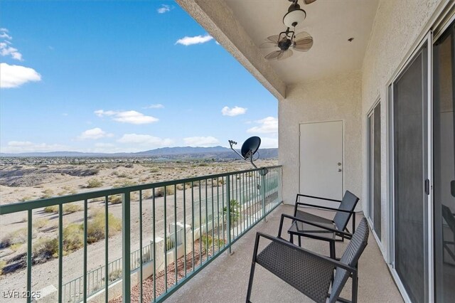 3550 Bay Sands Dr Unit 2087, Laughlin, NV 89029 - balcony with ceiling fan and a mountain view